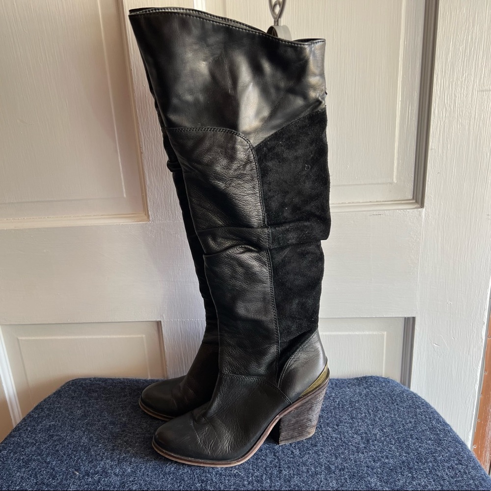 Lucky Brand Women’s Leather & Suede Boot Black Size 8.5